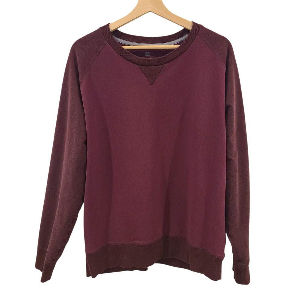Mack Weldon Ace Sweatshirt Mens XL Burgundy‎ Maroon Raglan Pullover